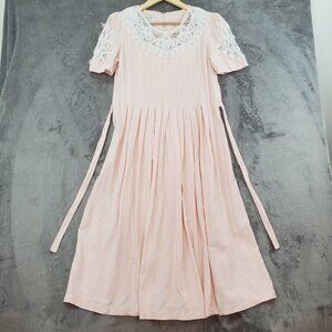 Vintage 80s 90s Pink Dress Plaza South Size 8 Prairie Farm Pioneer PROJECT READ